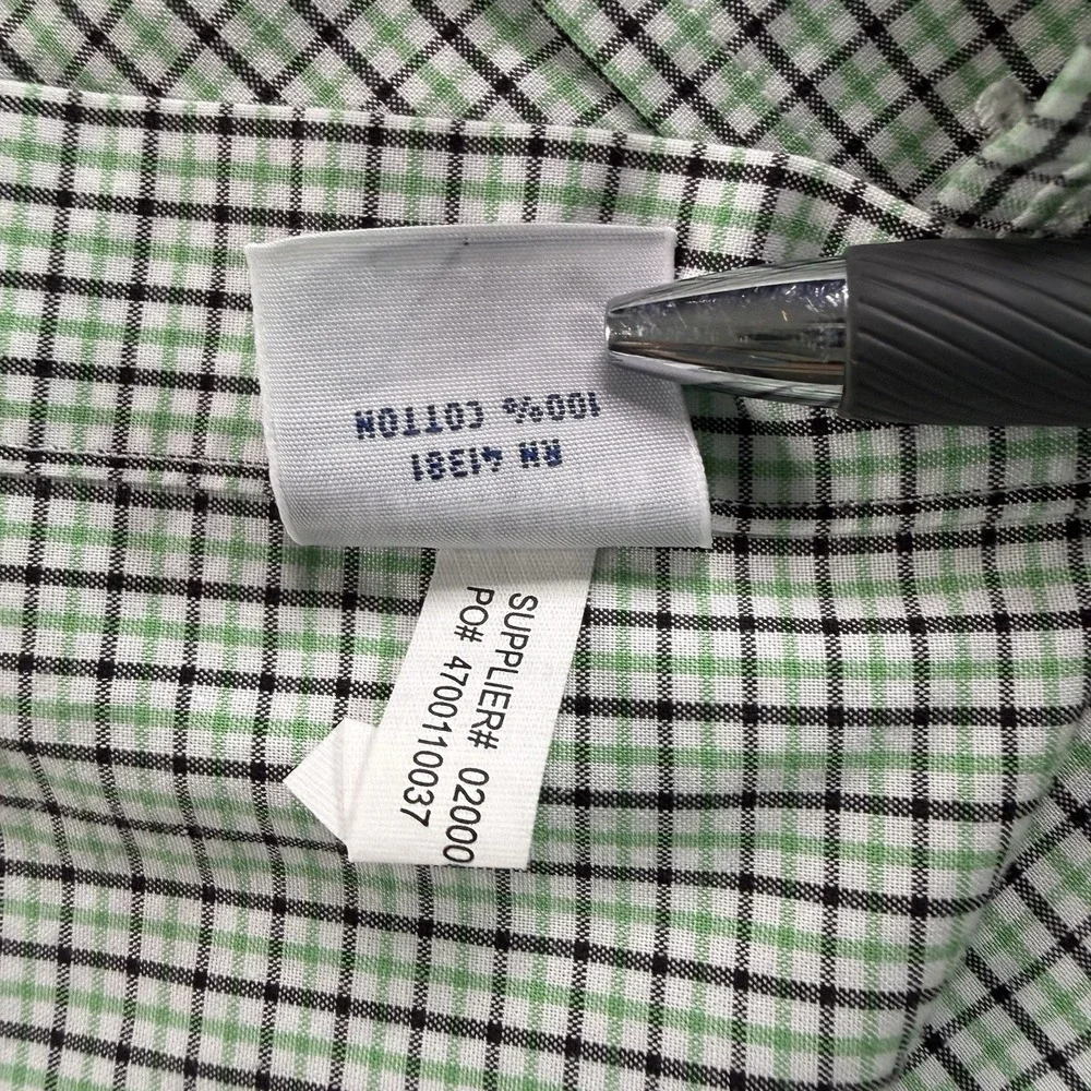 Polo Ralph Lauren Non Iron Shirt Mens Large Green Check Button Up Cotton Preppy